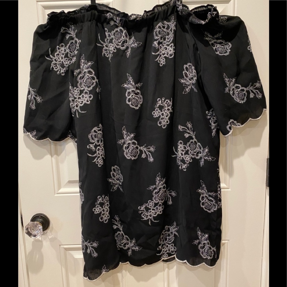 Cactus Flower Black Floral Print Dress- XL